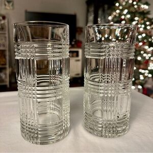 Vintage Ralph Lauren Crystal Glen Plaid Highball Glass Cocktail Set